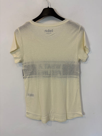 BA&SH. Camiseta color crudo letras azules