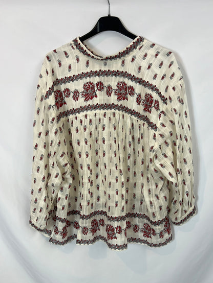 MASSCOB. Beige floral blouse T.xs