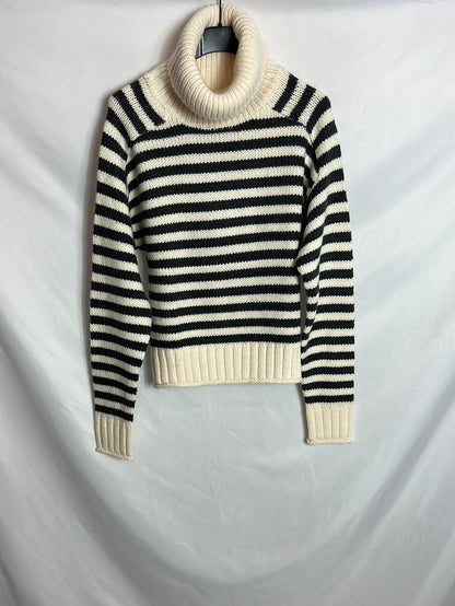 ZARA. Jersey rayas cuello vuelto. T M