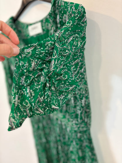 BA&SH. Vestido croto verde estampado