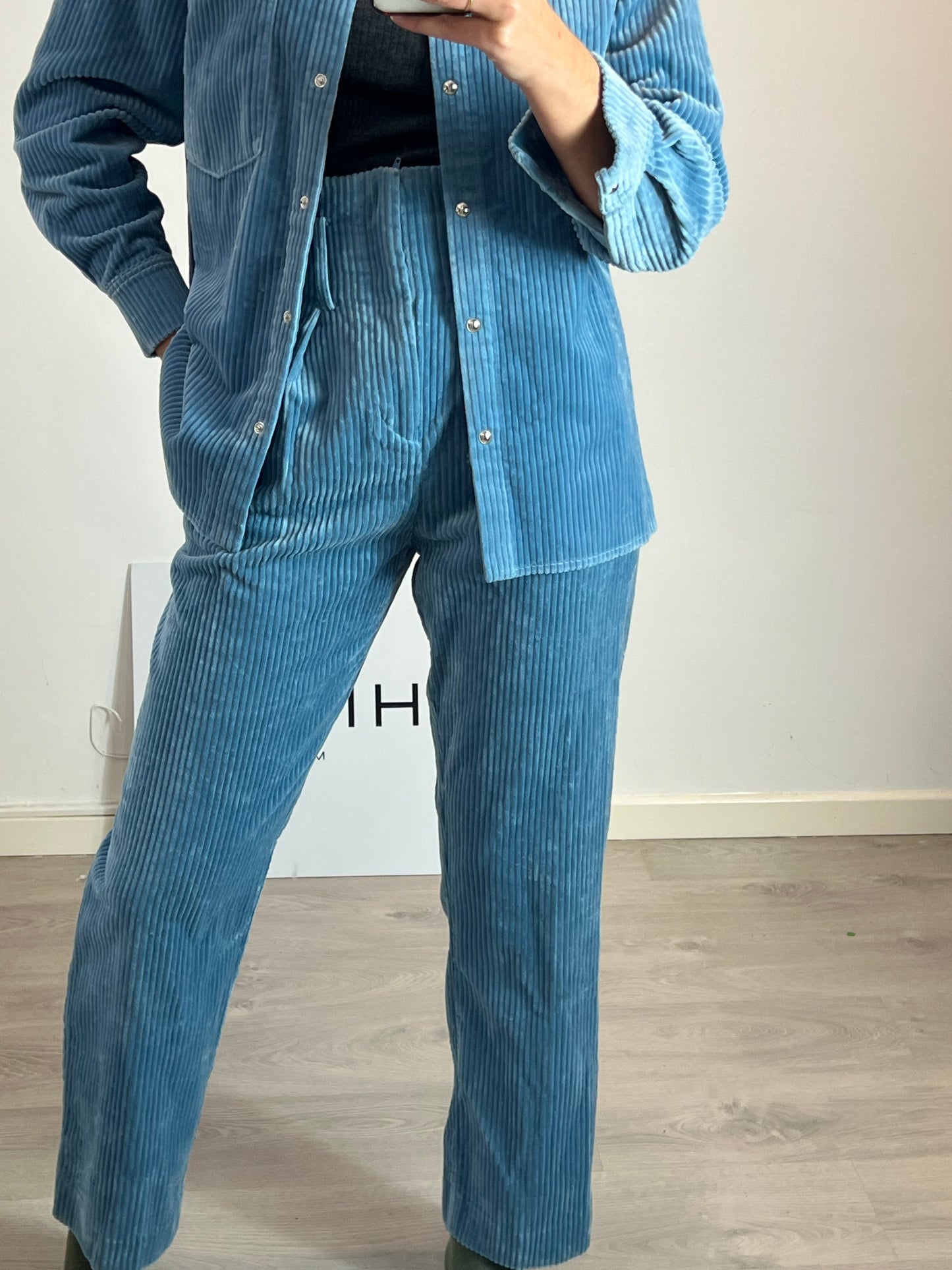 IRO. Wide-leg blue corduroy trousers, size 34