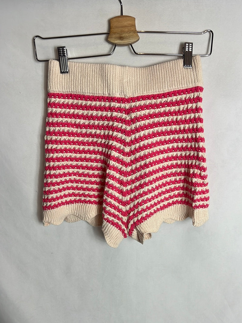 TEZENIS. Short crochet rosa y beige. T S
