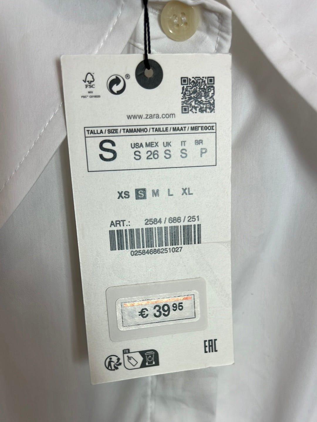 ZARA. Camisa crop ballenas. T S