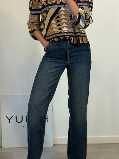 MANGO. Denim pata ancha tiro medio