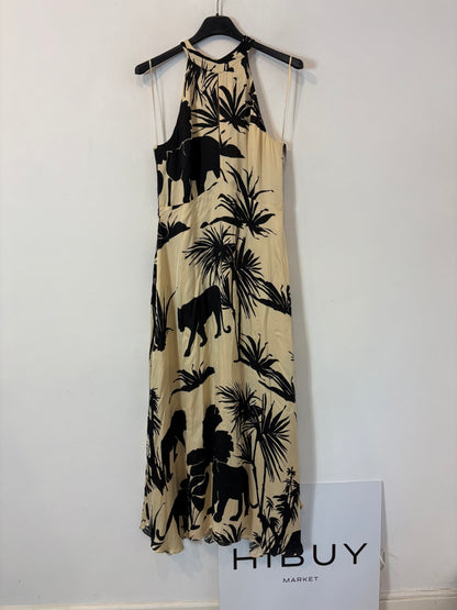 MASSIMO DUTTI. Vestido midi halter estampado