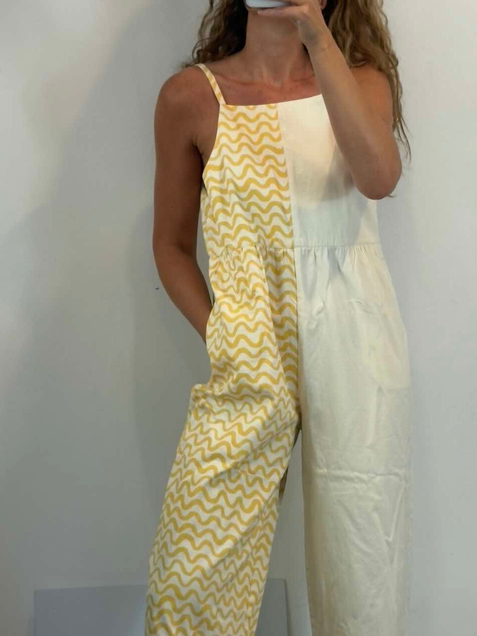 RITA ROW. Mono de algodón estampado de ondas