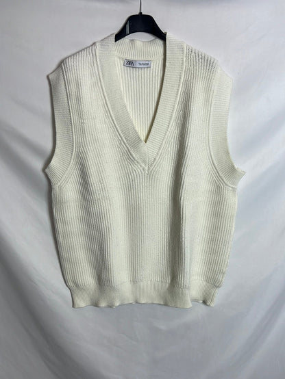 ZARA . Jersey sin mangas color crudo . T M