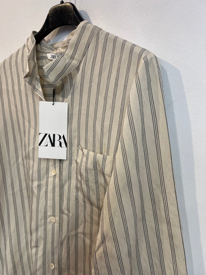 ZARA. Flowy beige striped shirt. TS