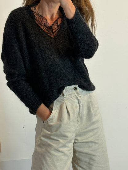 IRO. Jersey  marengo encaje