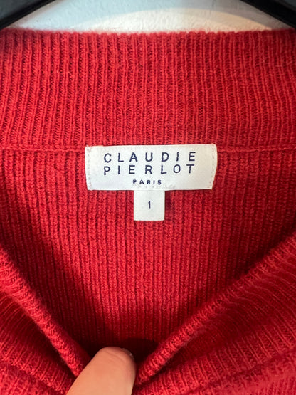 CLAUDIE PIERLOT. Jersey rojo detalle botones. T 1 (S)