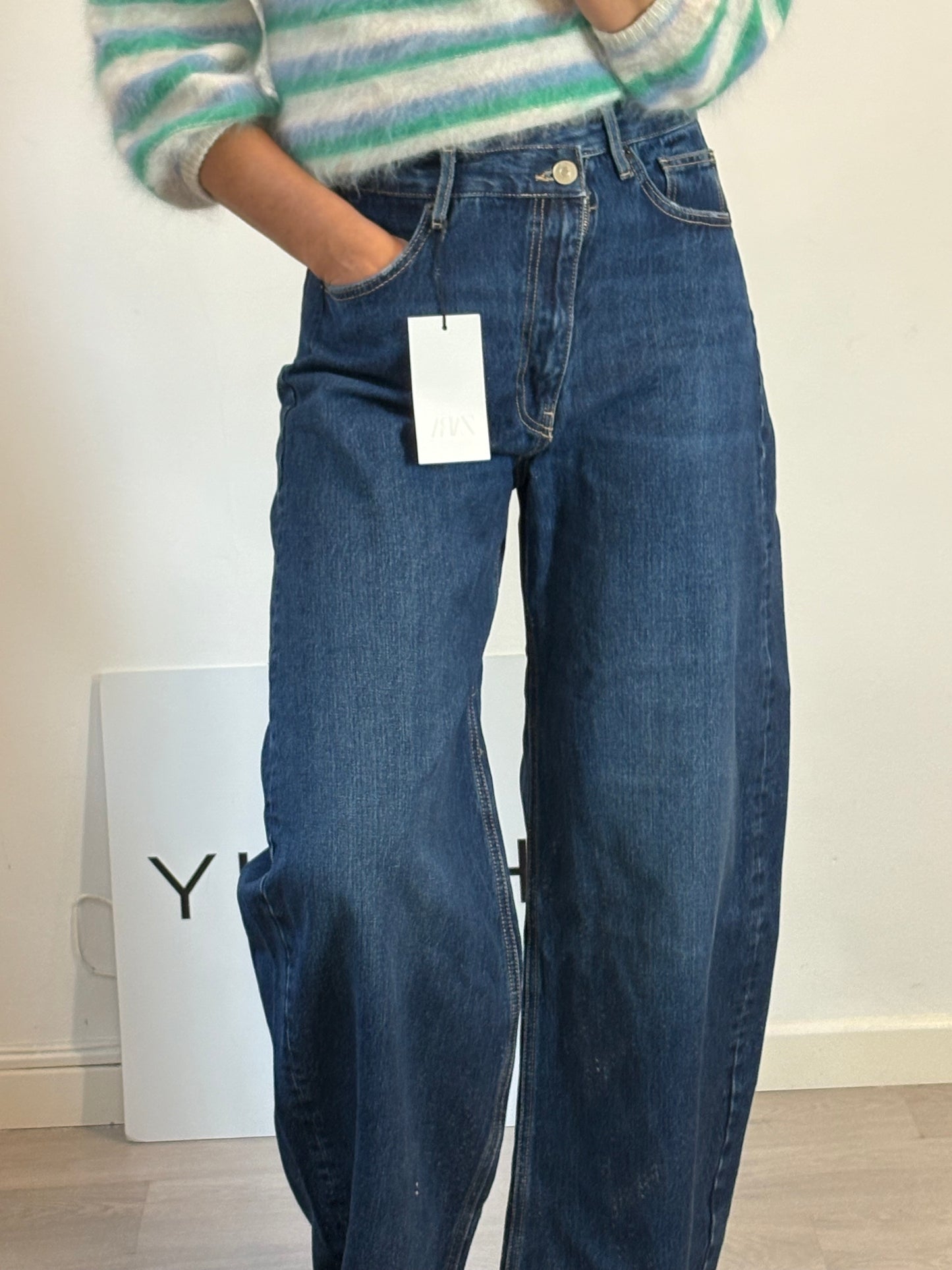 ZARA. Black stretch knit top. TL