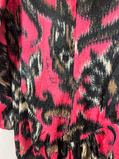 JORGE VÁZQUEZ. Vestido largo estampado satinado. T 38