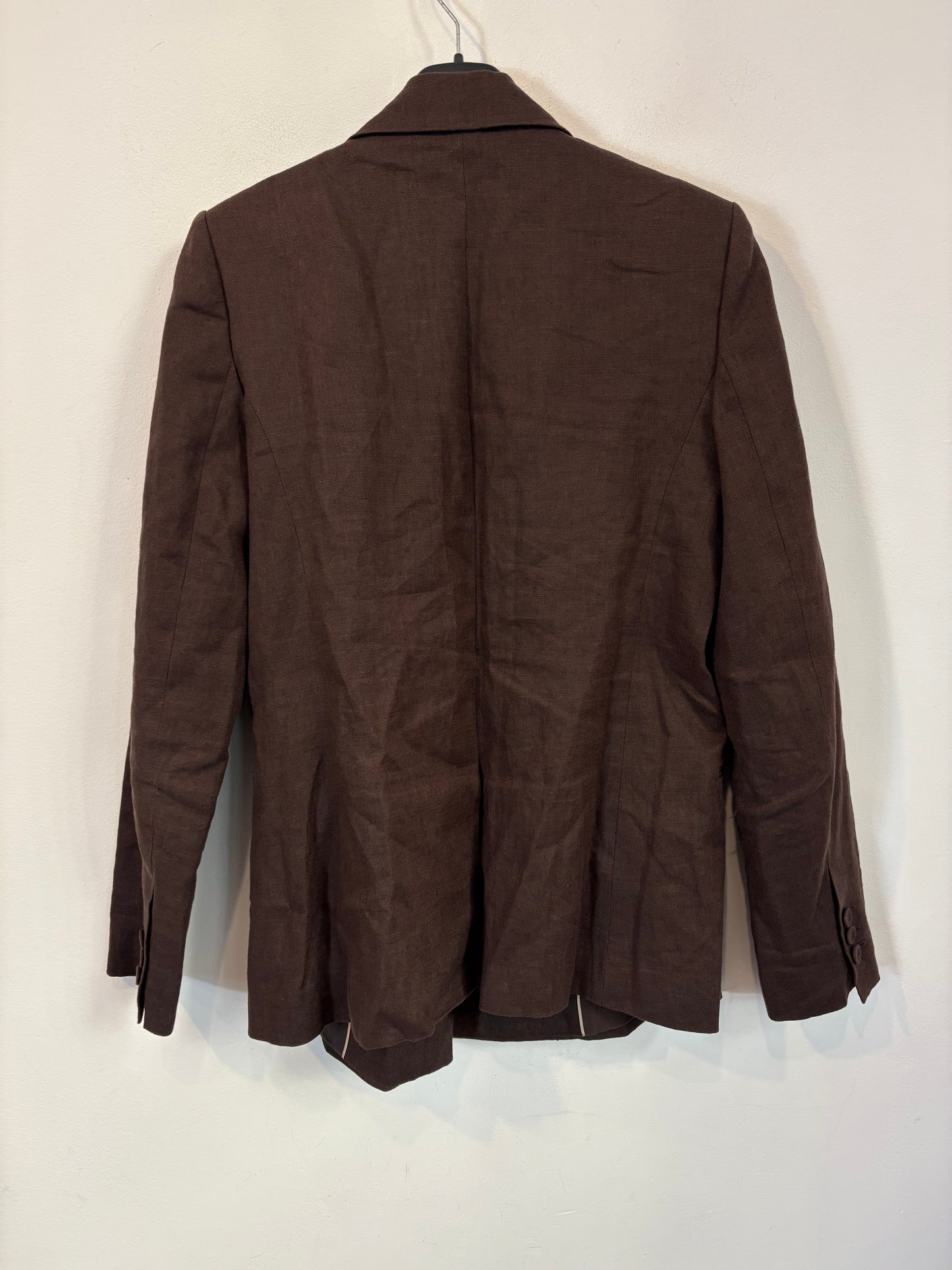 MANGO.  Traje de chaqueta lino marrón