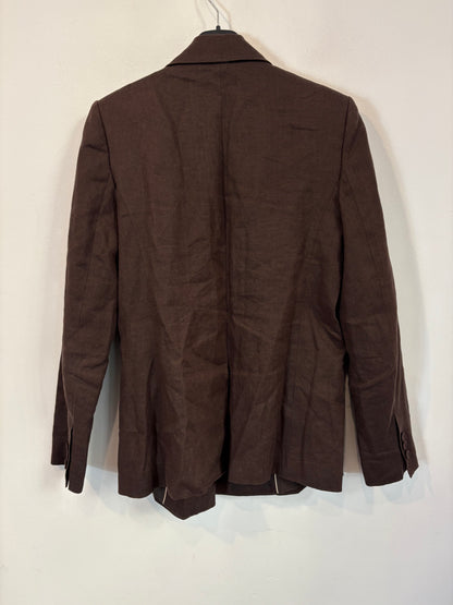 MANGO.  Traje de chaqueta lino marrón