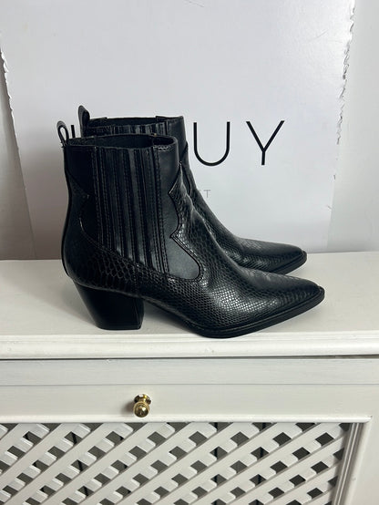 Parfois Botines Piel Plataforma Botines Negros Piel Efecto Animal