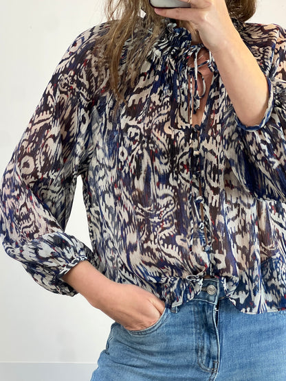 ZARA. Semi-sheer printed blouse. TL