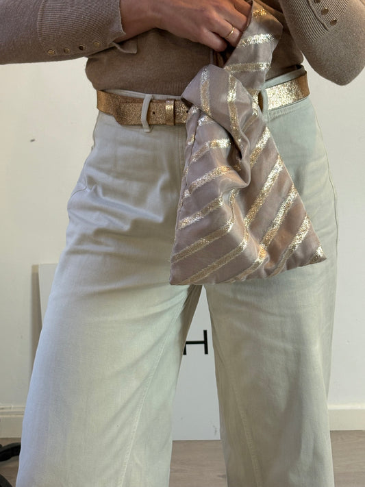 BLUELOW. Bolso japonés rayas doradas