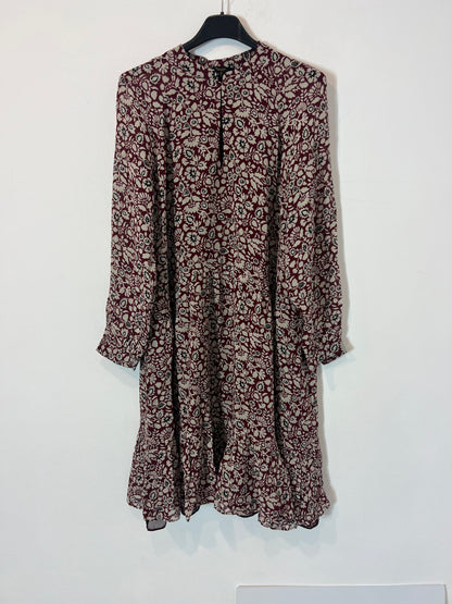 MASSIMO DUTTI. Burgundy floral dress, size 36
