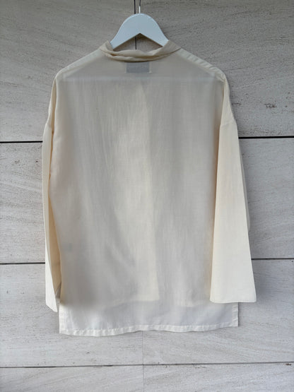 CORTANA. Camisa beige algodón y seda