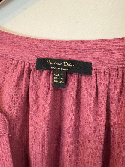 MASSIMO DUTTI. Textured pink blouse. T XS