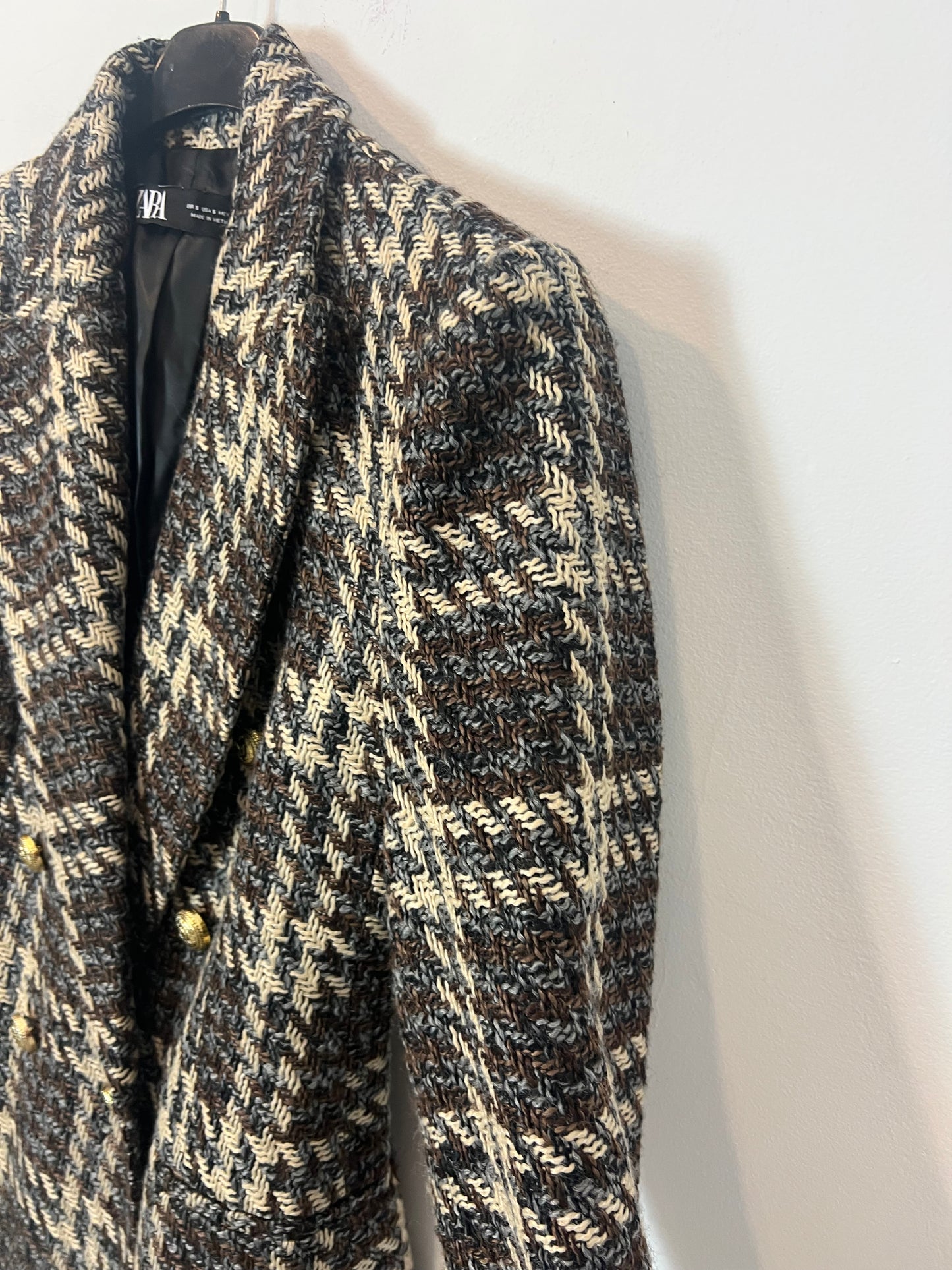 ZARA. Blazer tweed pata de gallo. T S