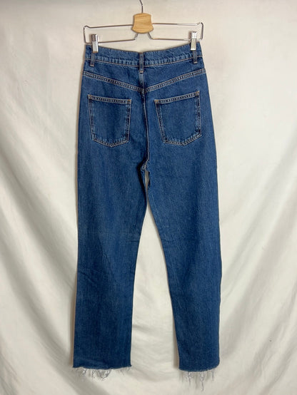 ZARA. Wide leg frayed denim. T 36