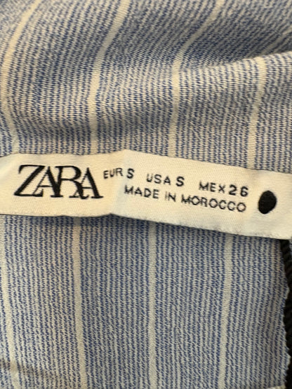 ZARA. Blusa azul rayas algodón