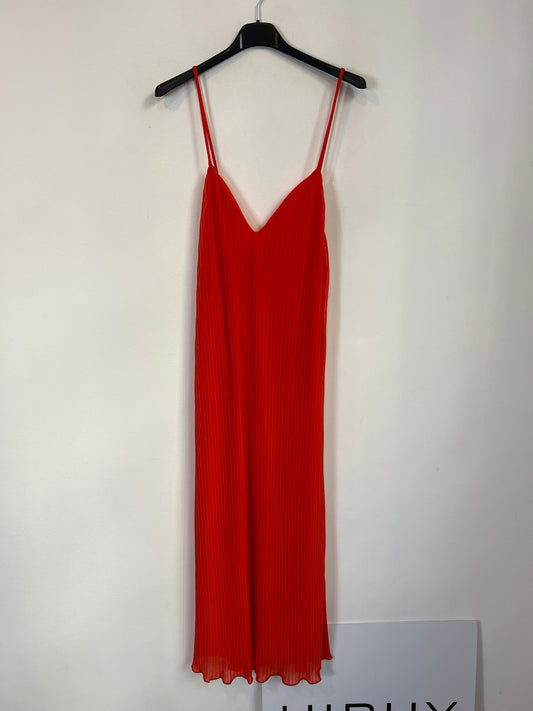 ZARA. Vestido naranja plisado T.s