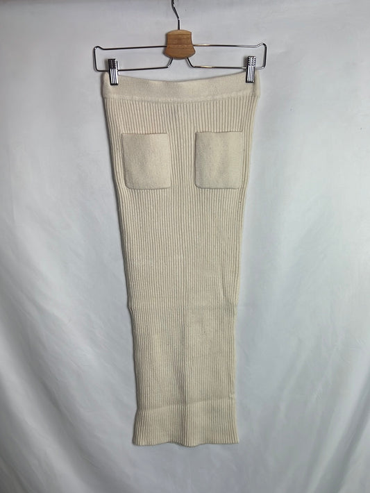 ZARA. Beige ribbed midi skirt. T.S.