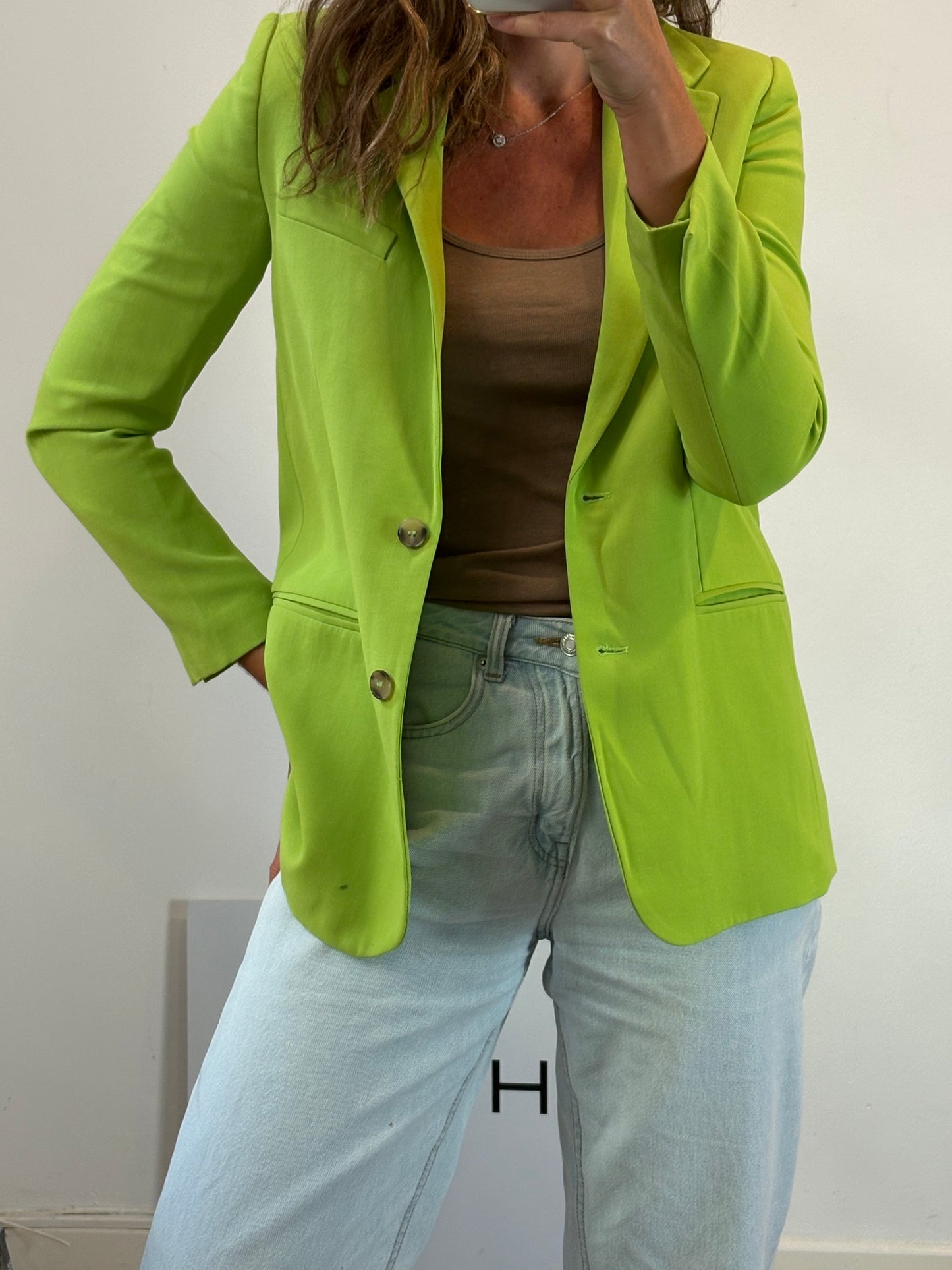ZARA. Total look blazer y pantalón verde. T XS/S