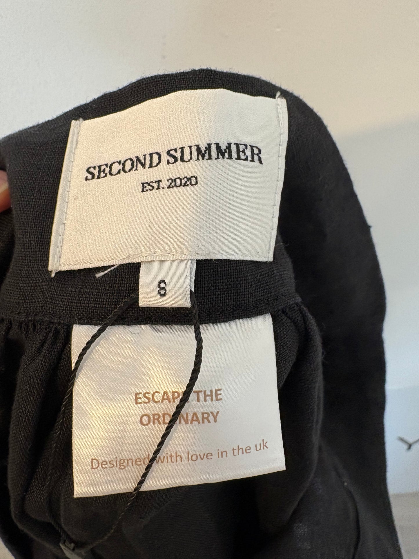 SECOND SUMMER. Falda midi negra lino. T XS