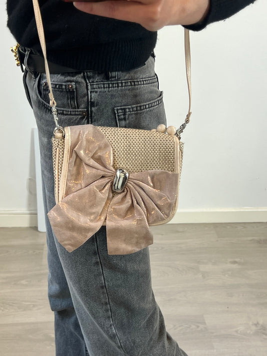 RIVER ISLAND. Bolso beige doble asa lazo