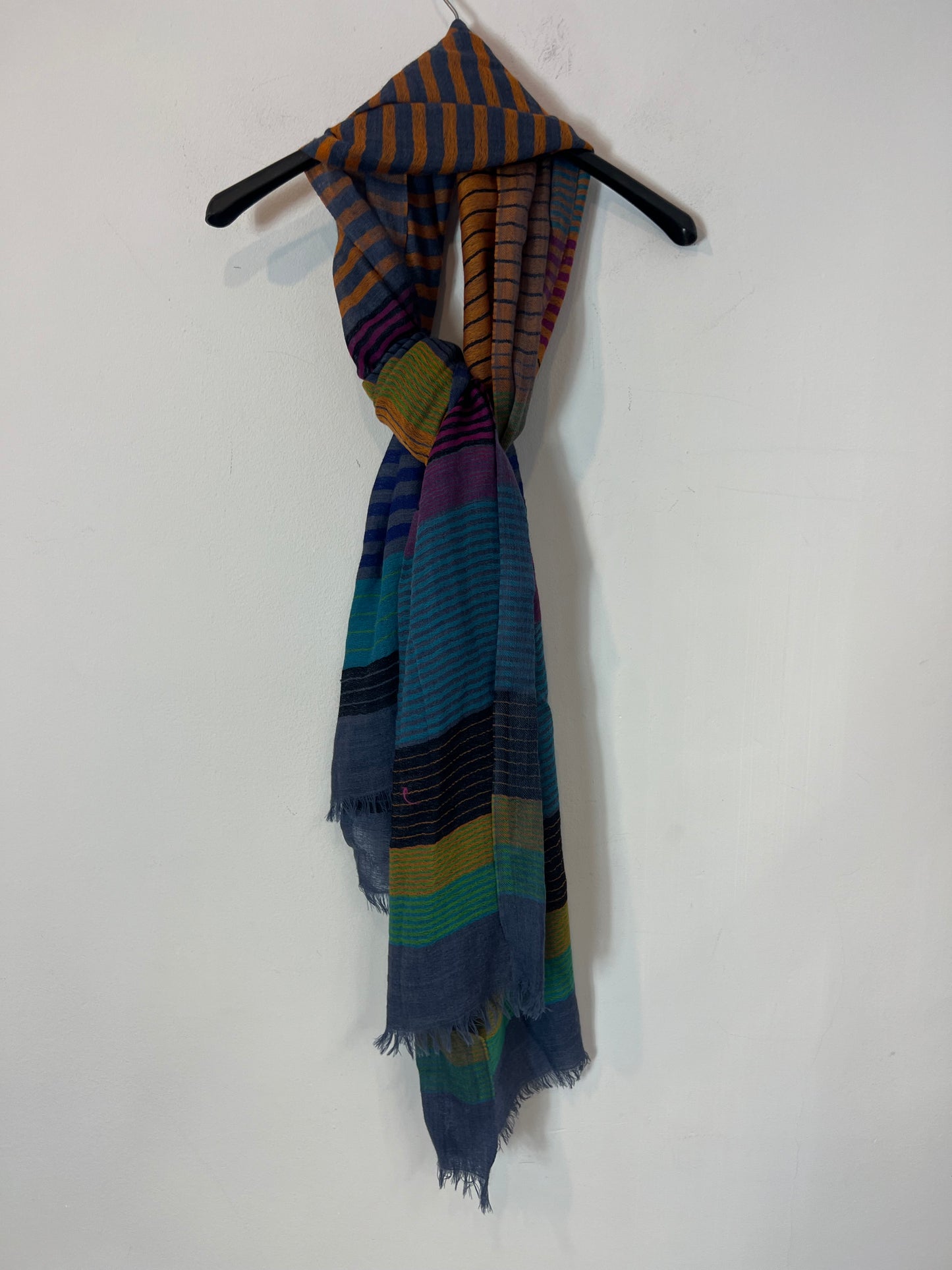 ZRISYS. Blue striped wool scarf