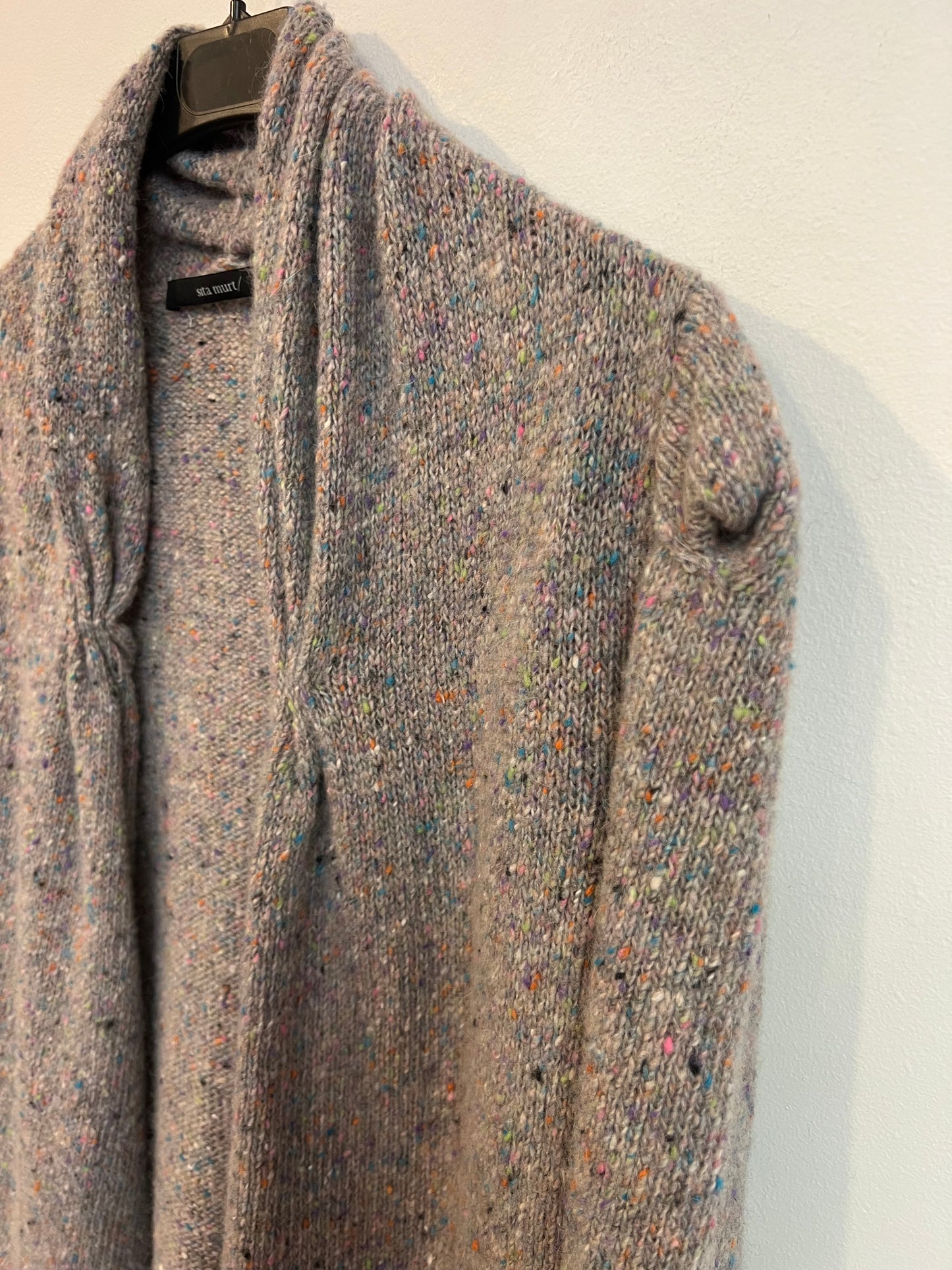 SITA MURT. Cárdigan gris jaspeado colores. T M