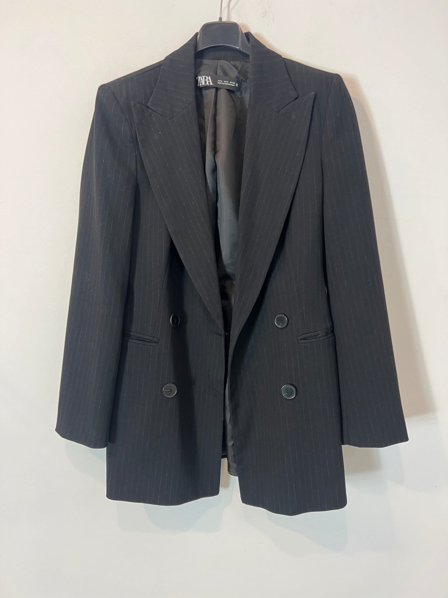 ZARA. Traje de chaqueta gris marengo rayas. T S