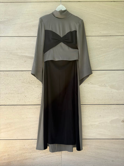 IQ COLLECTION. Conjunto falda y top fluidos bicolor