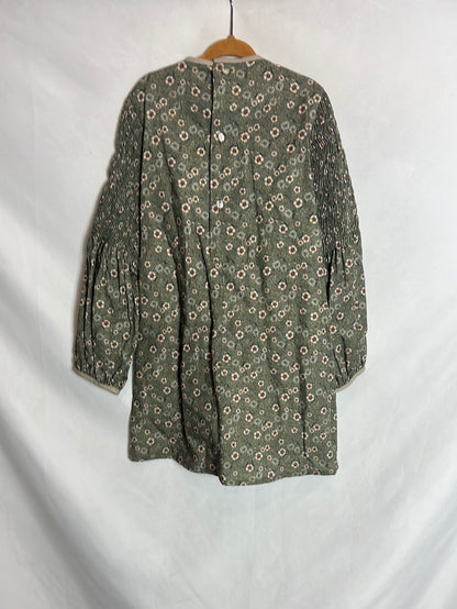 ANCAR. Vestido engomado flores verdes