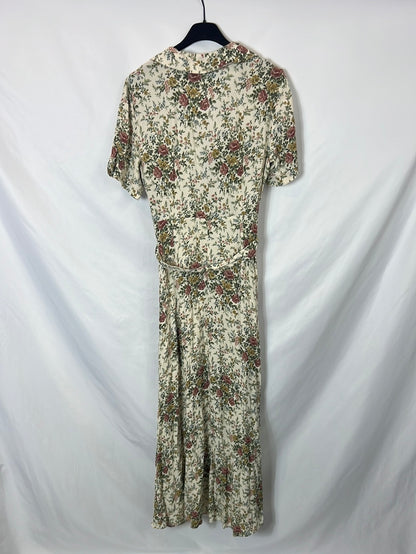 ZARA. Vestido largo beige T.m