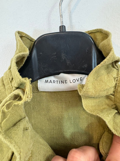 MARTINE LOVE. Blusa lino rustico verde
