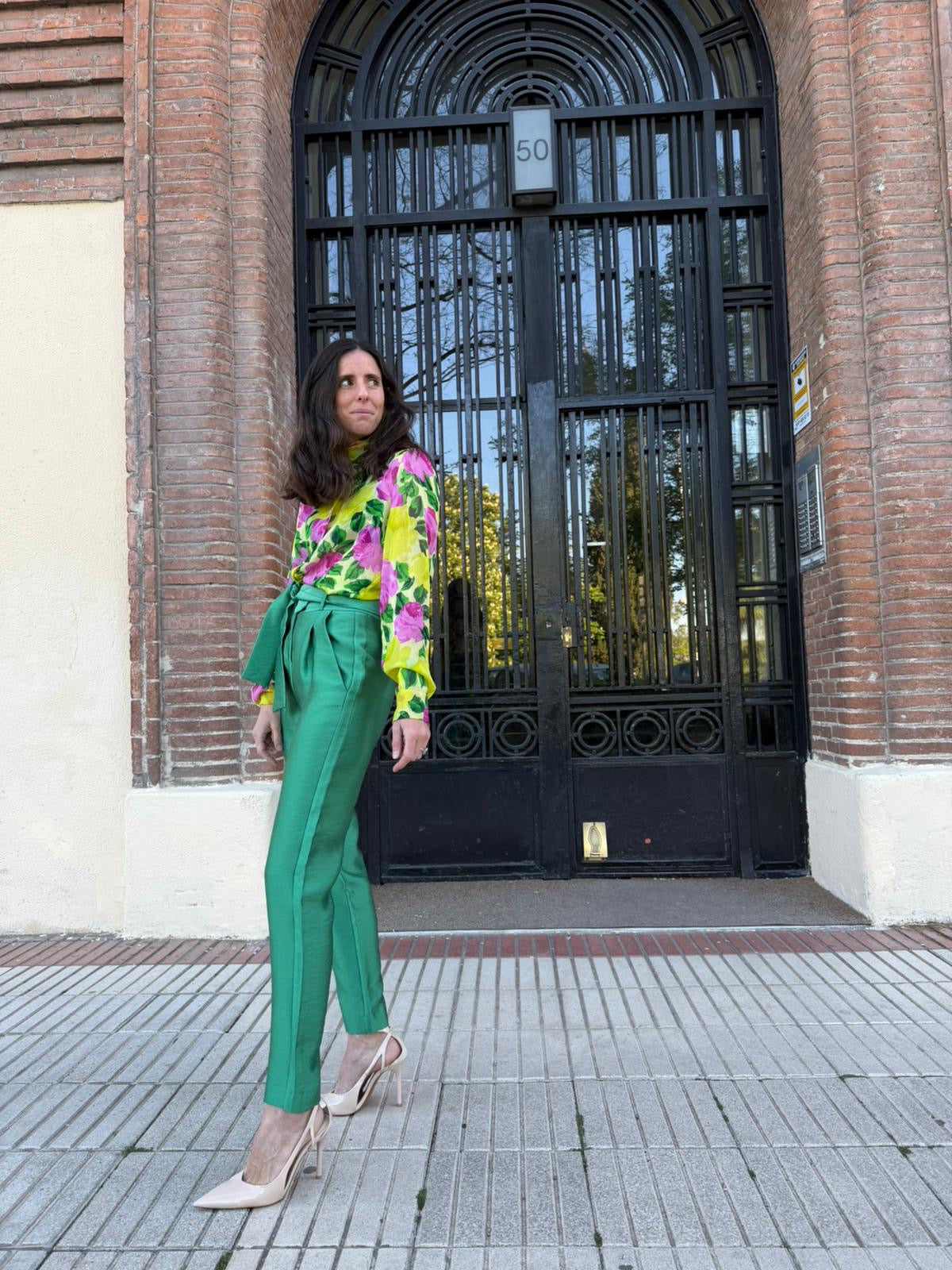 MAJE.Green pleated trousers Your(s)