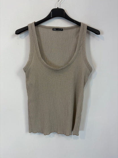 ZARA. Top  beige textura. T M
