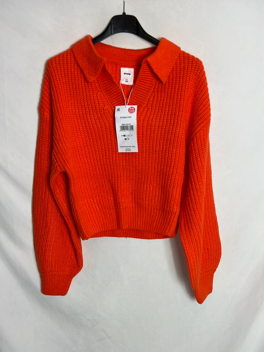 SINSAY. Jersey naranja cuello. T XS