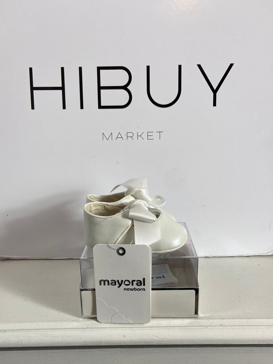 MAYORAL. White bow shoes, 0-2 months
