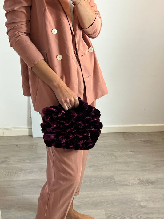 ZARA. Bolso de mano trenzado terciopelo