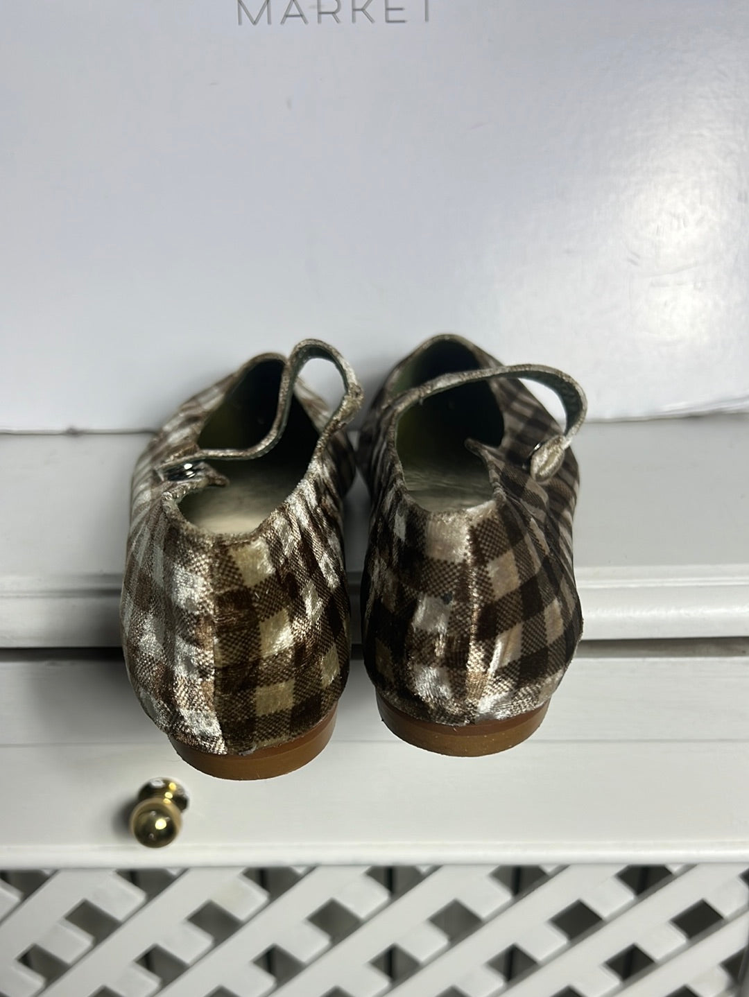 GANZITOS. Checkered velvet ballerinas. Size 37