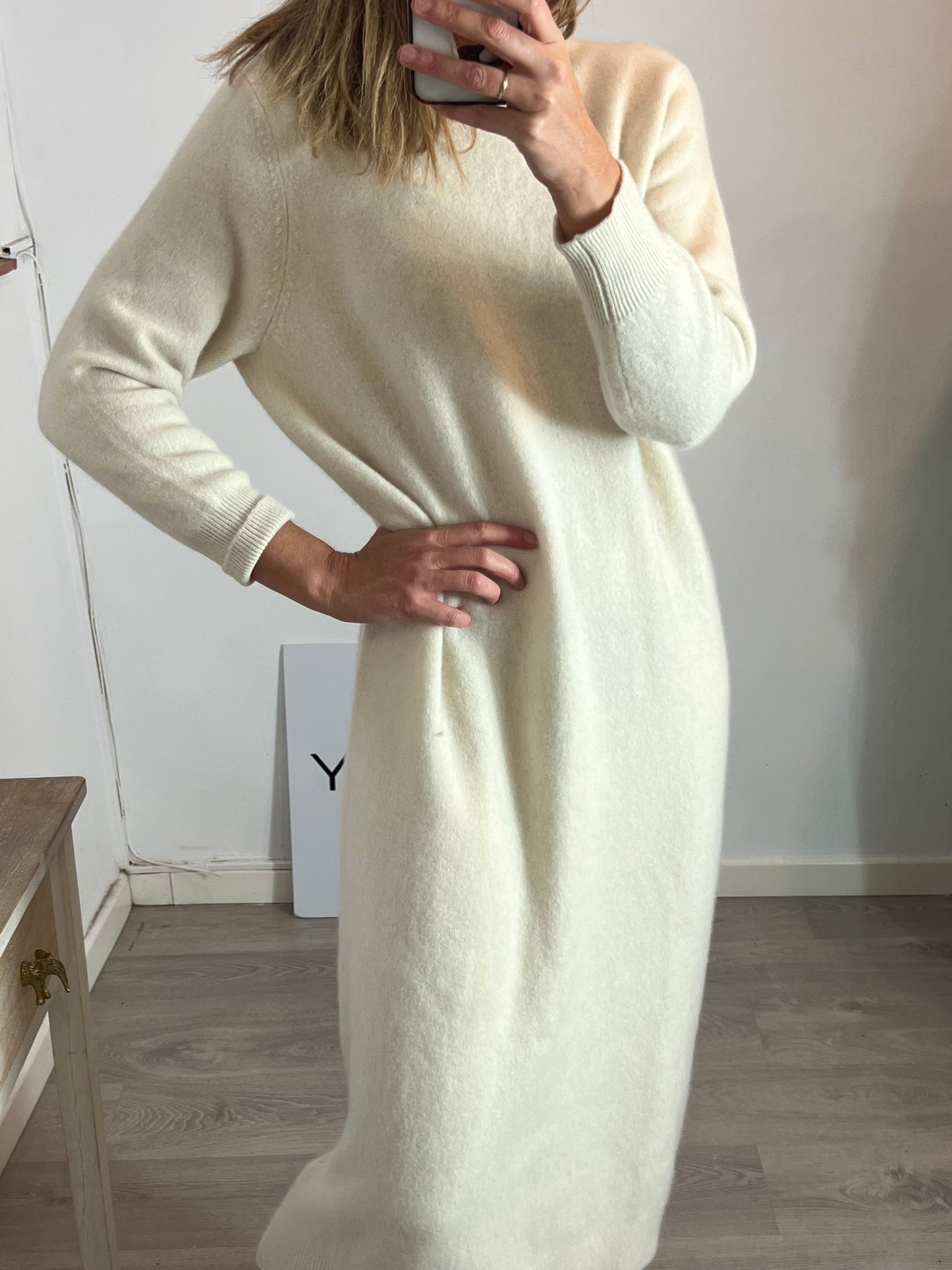ZARA. Vestido largo beige cashmere. T S