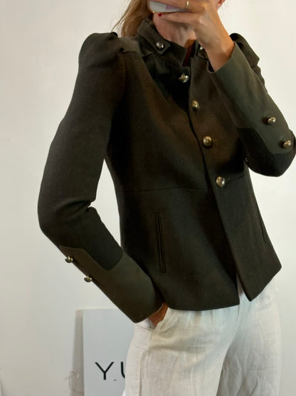 MAJE. Chaqueta verde lana botones