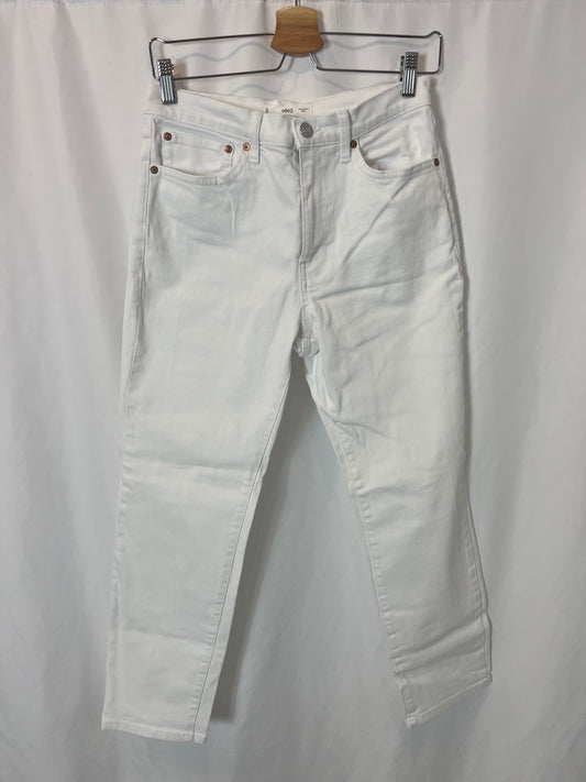 MANGO. White straight-leg denim. Size 38
