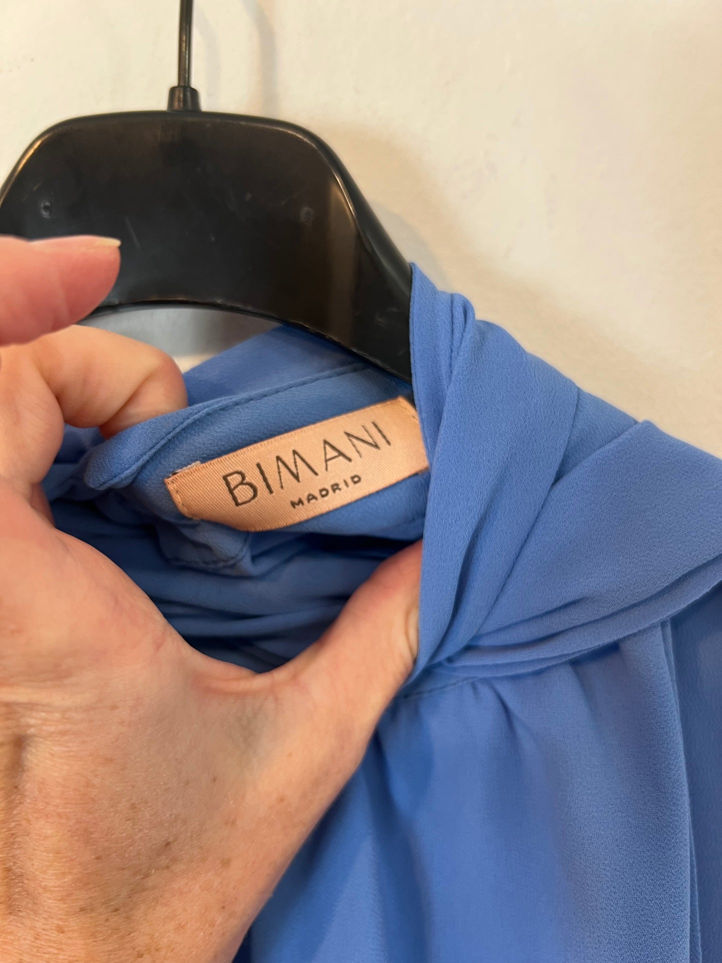 BIMANI. Top azul cuello halter T.s