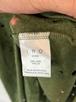IRO. Top lino verde perforado. T 1 (S/M)